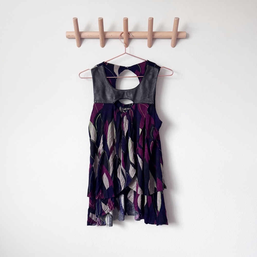 Akiko Leather Asymmetrical Sleeveless Top